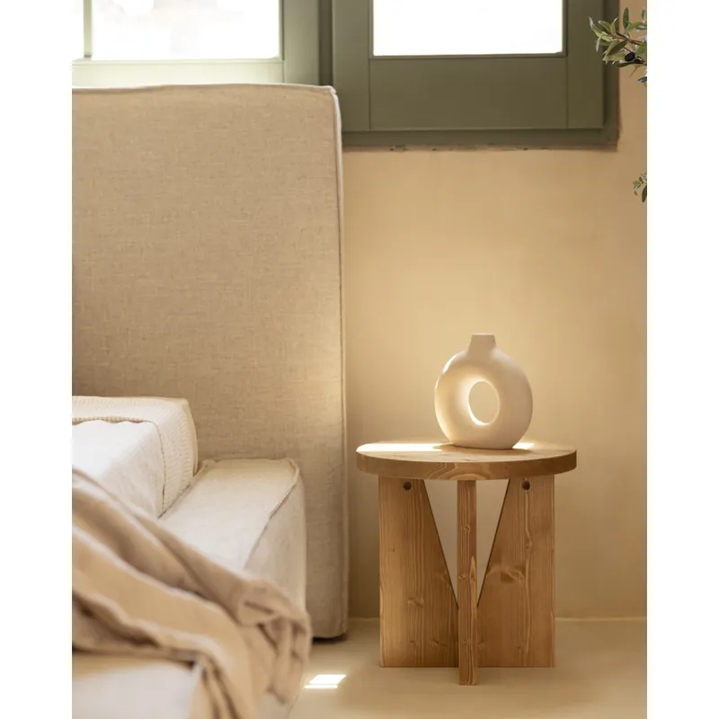Mesita de noche de madera maciza en tono roble medio 40x40cm - Mesitas de noche