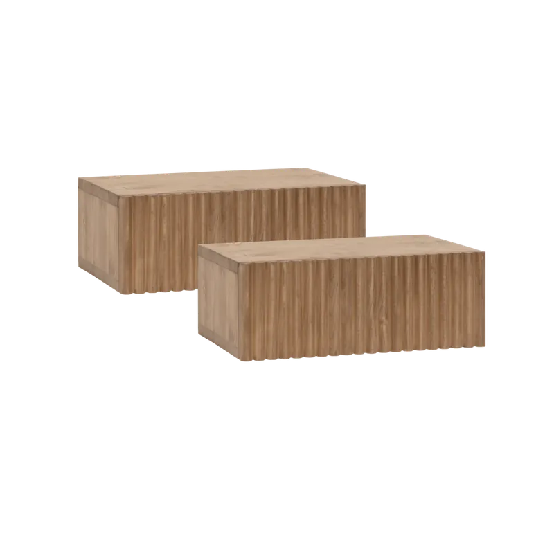 Pack de 2 mesitas de noche de madera maciza flotante en tono roble oscuro de 40cm