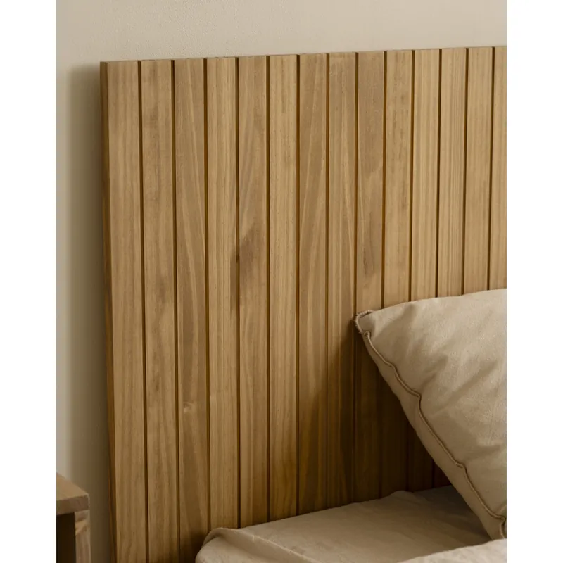 Cabecero ranurado de madera maciza tono roble medio de 81x60cm - Dormitorio