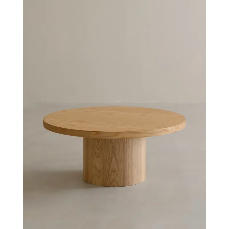 Mesa de centro redonda en madera de fresno de 80x30cm - Mesas de centro