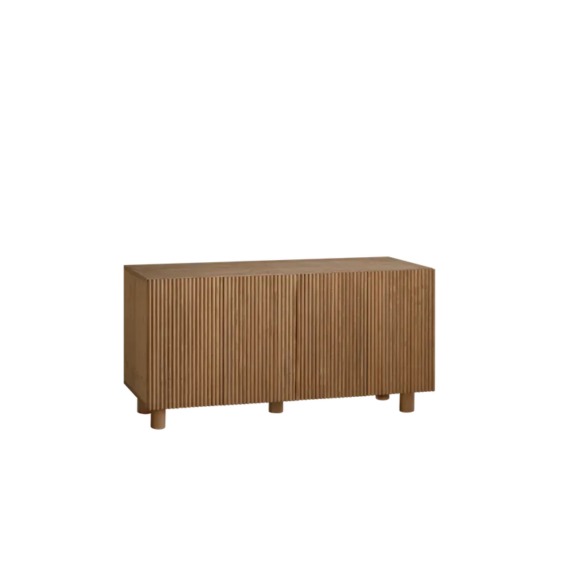 Aparador de madera de abeto y pino en tono roble oscuro 152x42cm - Mobiliario