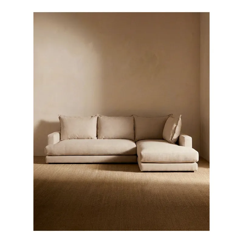 Sofá con chaise longue derecho tono beige de 275x190cm - Envío rápido