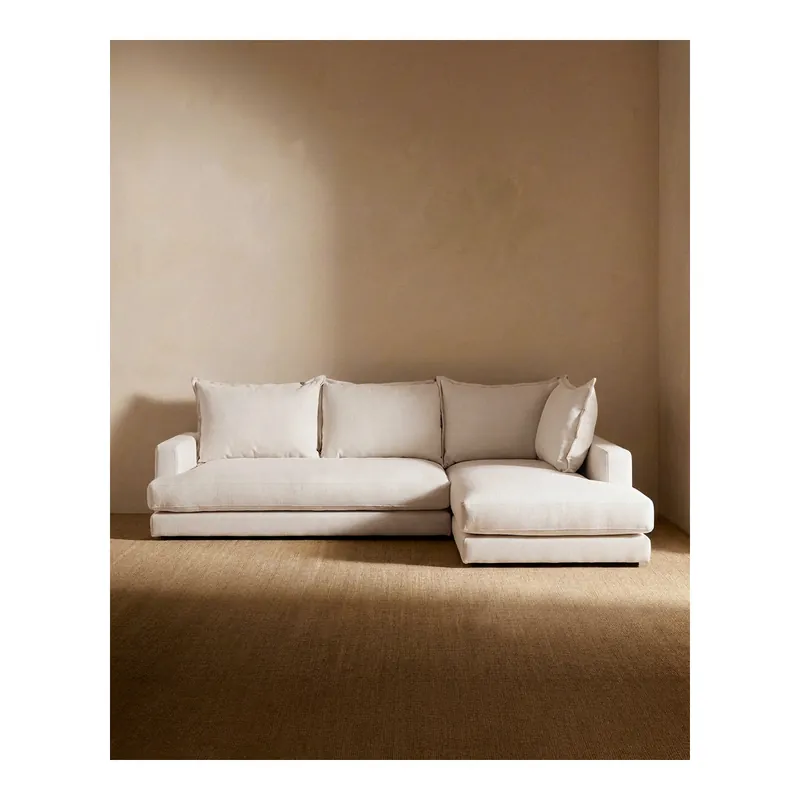Sofá con chaise longue derecho tono blanco roto de 275x190cm - Envío rápido