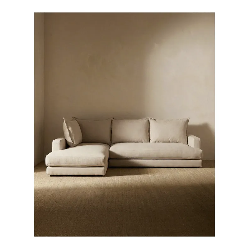 Sofá con chaise longue izquierdo tono beige de 275x190cm - Envío rápido