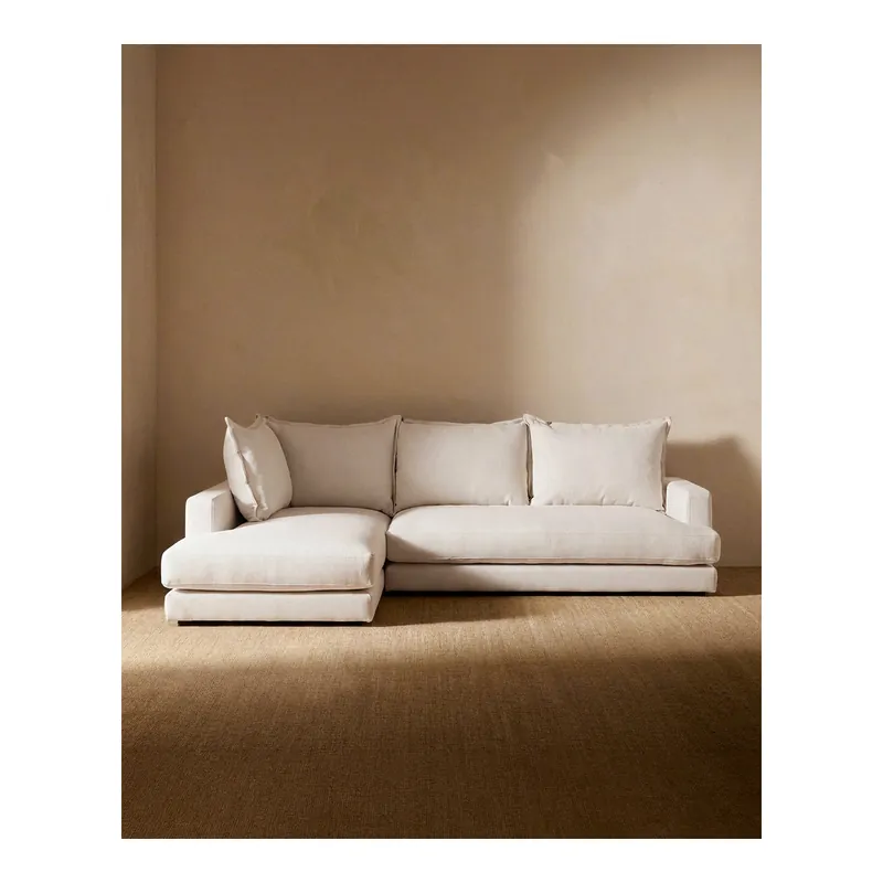 Sofá con chaise longue izquierdo tono blanco roto de 275x190cm - Bestsellers Decowood
