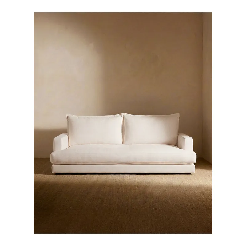 Sofá recto tono blanco roto de 215x105cm - Envío rápido