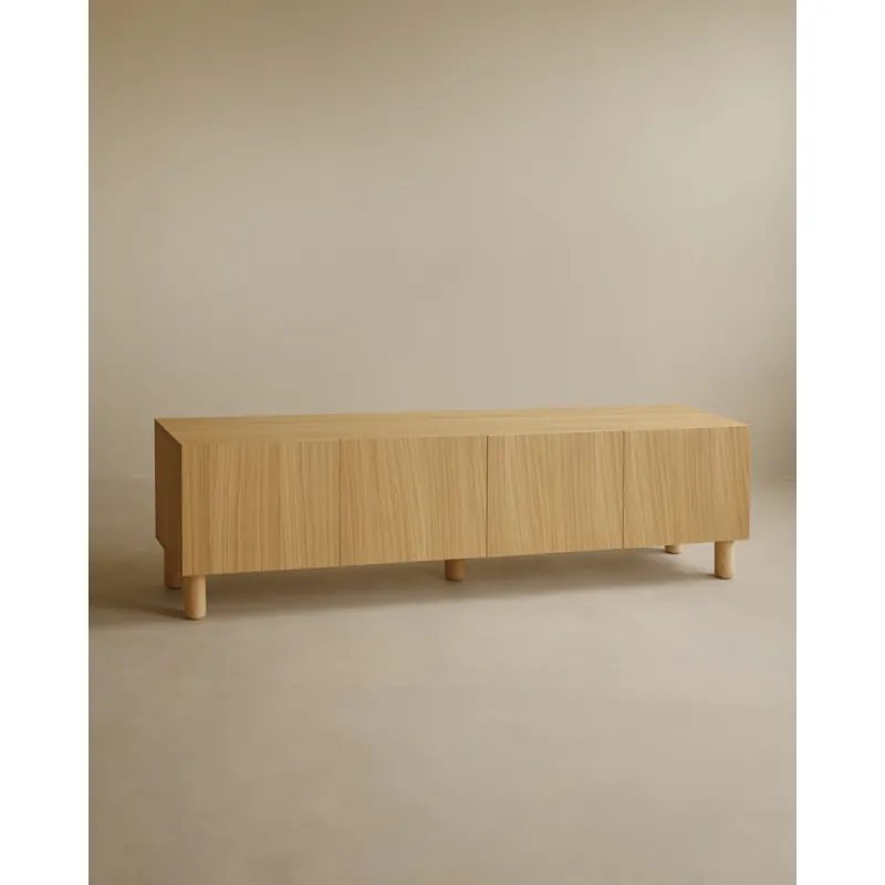 Mueble TV de chapa de madera de roble natural en 160x40cm - Muebles TV
