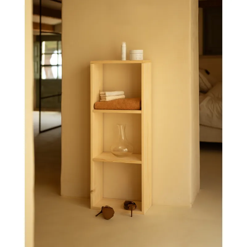 Estanteria de madera maciza en tono natural con 2 estantes - Estanterías