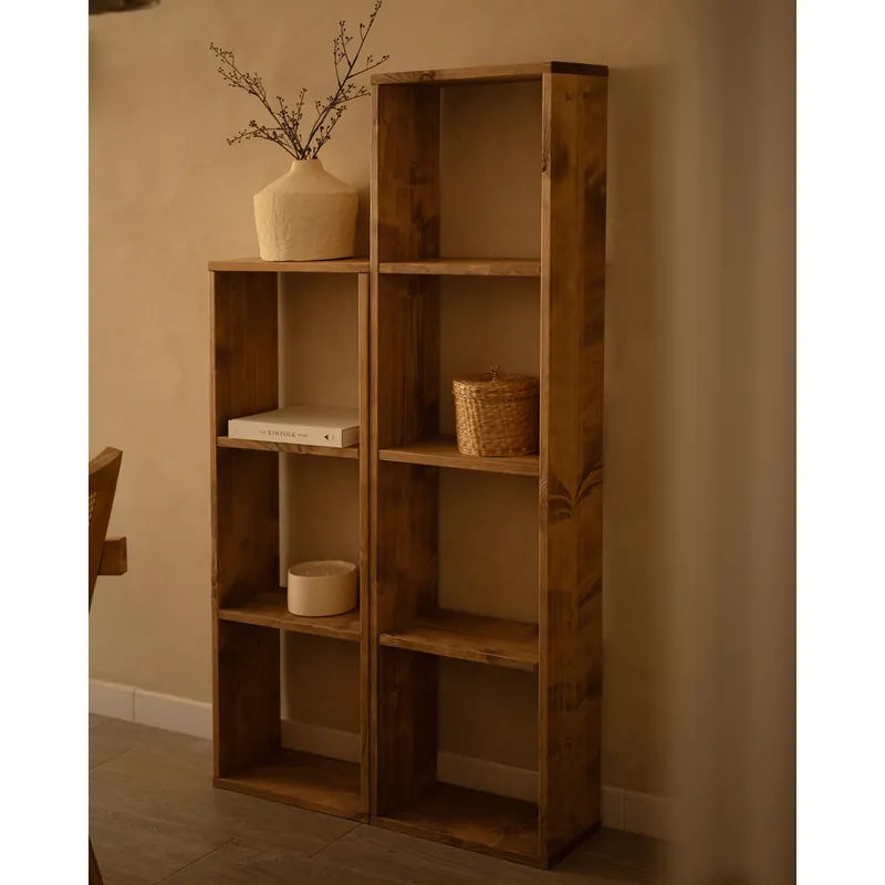 Estanteria de madera maciza en tono roble oscuro con 2 estantes - Estanterías