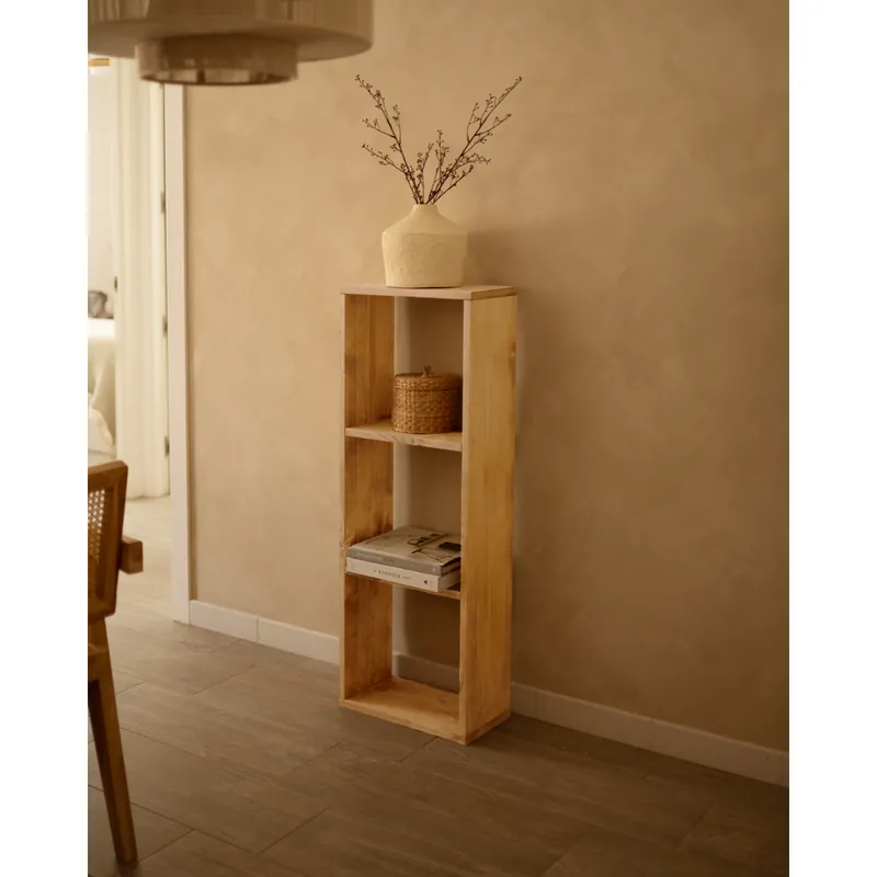 Estanteria de madera maciza en tono roble medio con 2 estantes - Estanterías