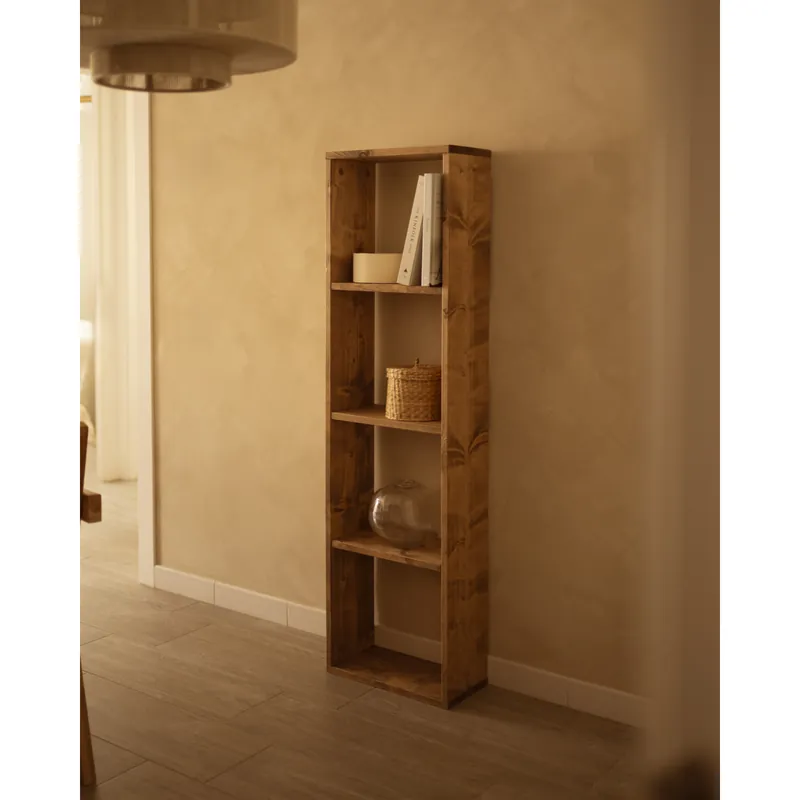 Estanteria de madera maciza en tono roble oscuro con 3 estantes - Estanterías