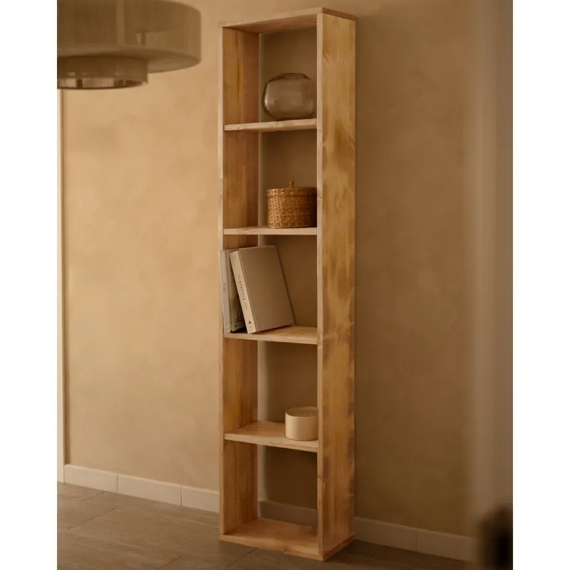Estanteria de madera maciza en tono roble medio con 4 estantes - Estanterías