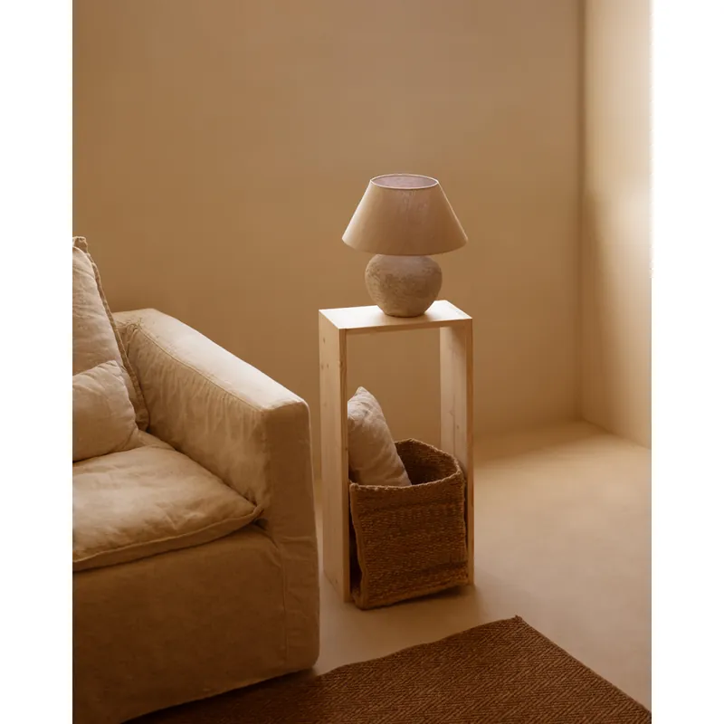 Mueble auxiliar de madera maciza en tono natural - Mesitas de noche