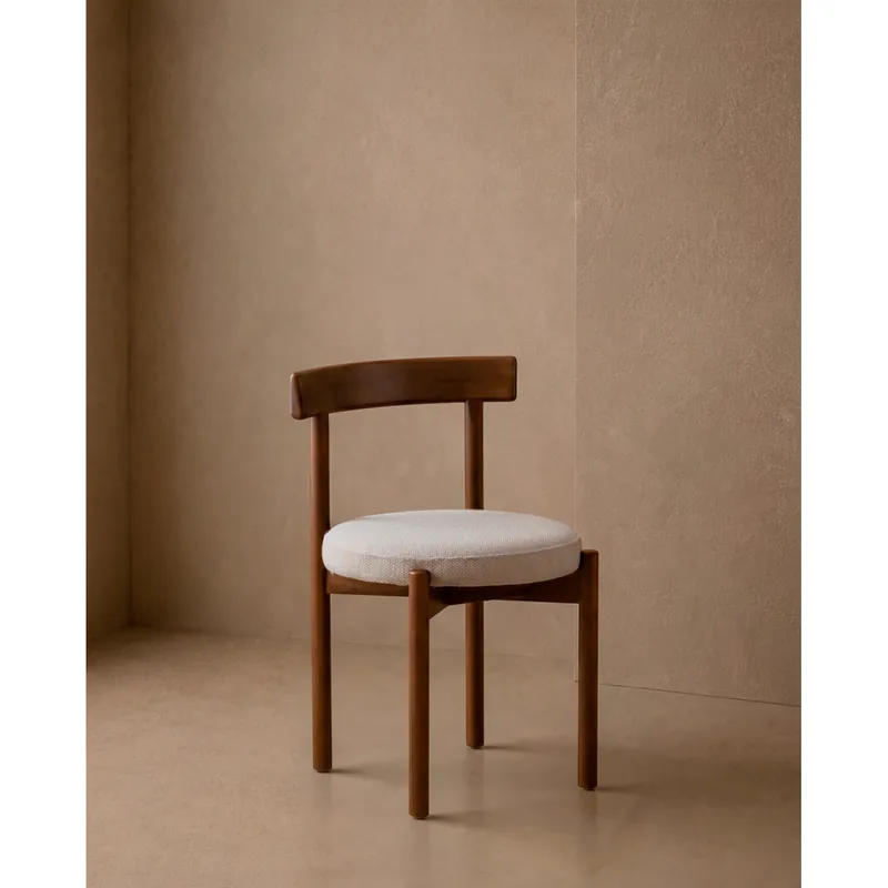 Silla de madera de haya con asiento tapizado color blanco de 75x38cm - Sillas