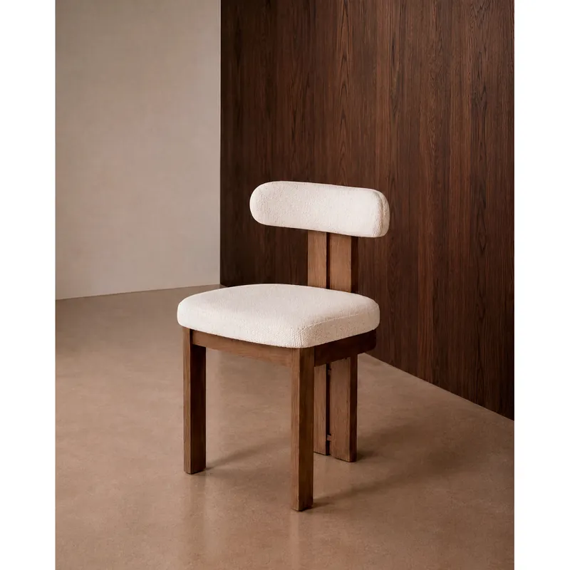 Silla de madera de haya tapizada en color blanco de 77x42cm - Sillas