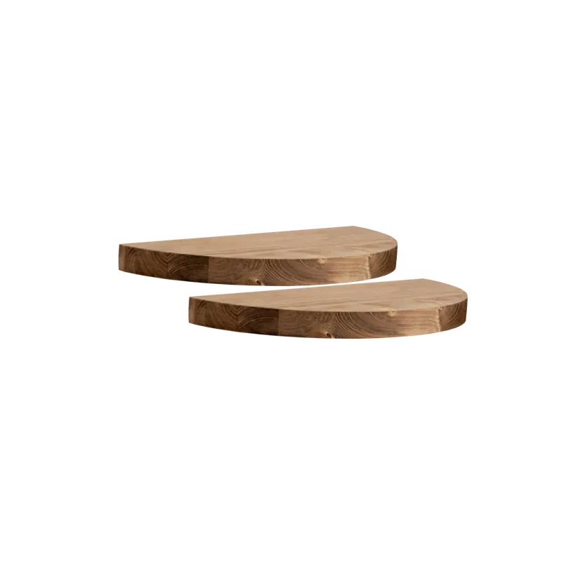 Pack de 2 mesitas de noche de madera maciza flotante en tono roble oscuro de 3x40cm