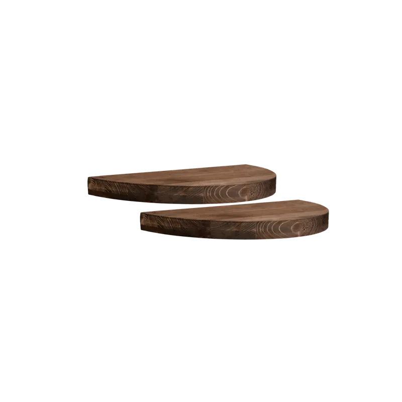Pack de 2 mesitas de noche de madera maciza flotante en tono nogal de 3x40cm