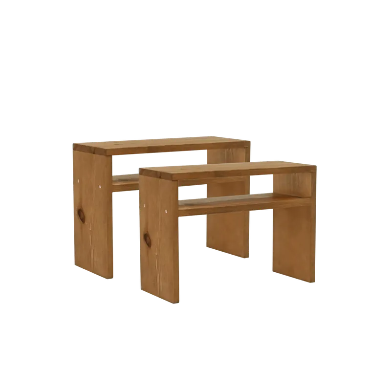 Pack de 2 mesitas de noche de madera maciza en tono roble oscuro de 50x36cm