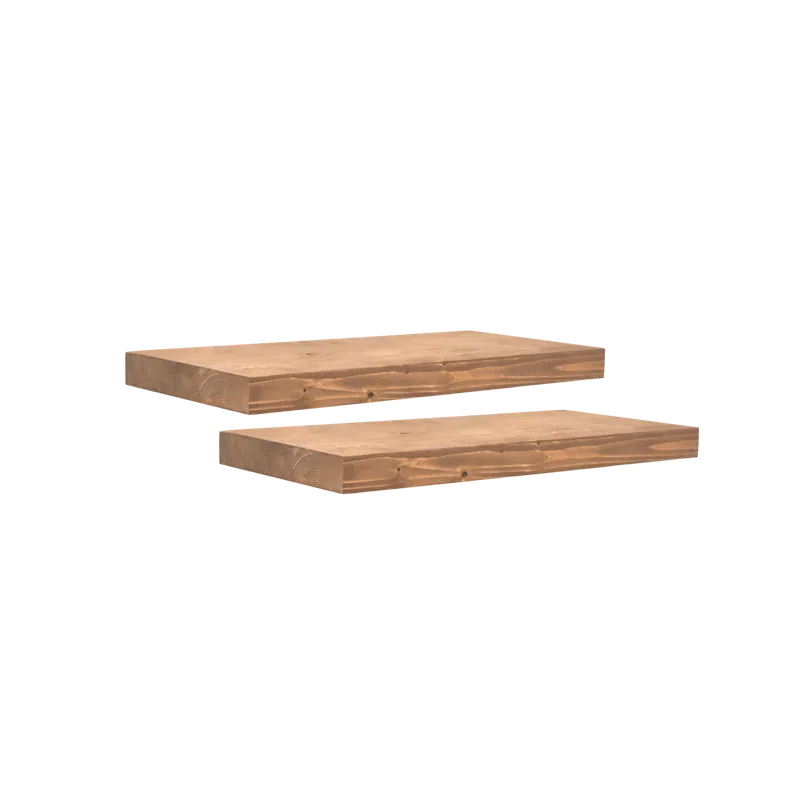 Pack de 2 mesitas de noche de madera maciza flotante en tono roble oscuro de 45cm
