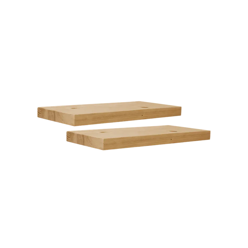 Pack de 2 mesitas de noche de madera maciza flotante en tono roble medio de 45cm