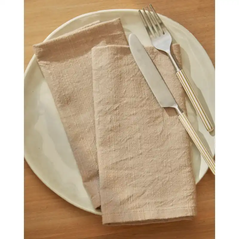 Set de 2 servilletas de algodón beige de 45x45cm - Accesorios