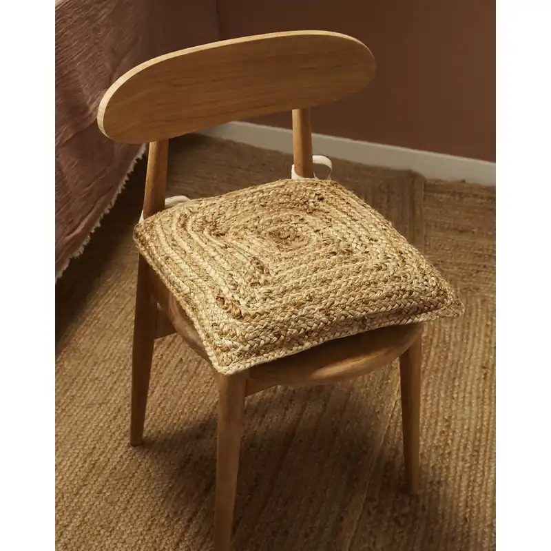 Cojín de silla cuadrado de yute de 40x40x4cm - Accesorios