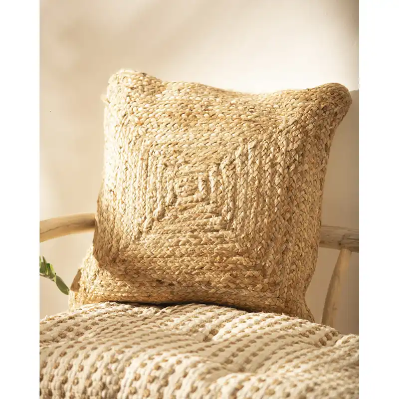 Funda de cojín de yute y algodón de 45x45cm - Accesorios