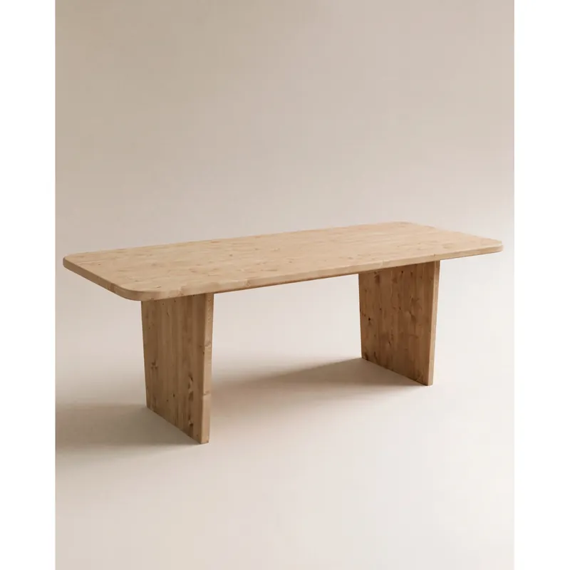 Mesa de comedor de madera maciza en tono roble medio de 160x80cm - Mesas de comedor