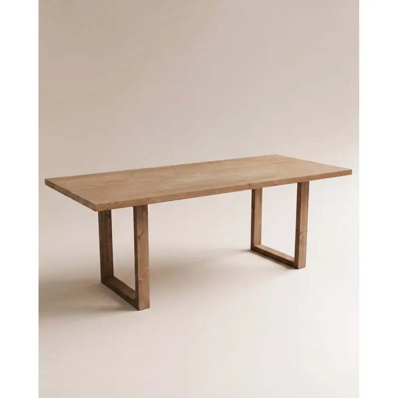 Mesa de comedor de madera maciza en tono roble oscuro de 160x87,5cm - Mesas de comedor