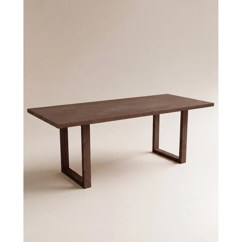 Mesa de comedor de madera maciza en tono nogal de 160x87,5cm - Mesas de comedor