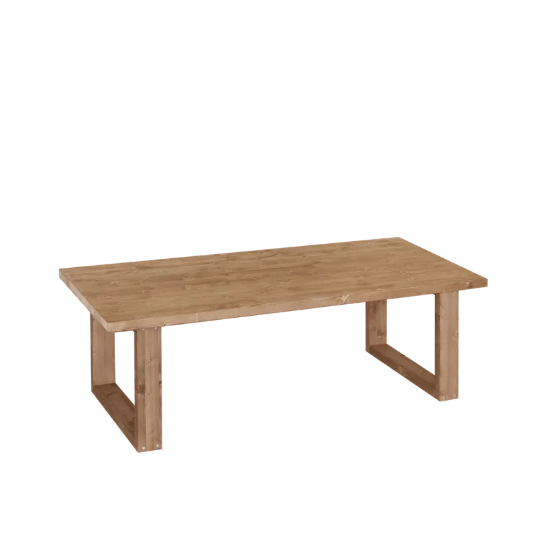 Mesa de centro de madera maciza en tono roble oscuro de 120x60cm - Mesas de centro