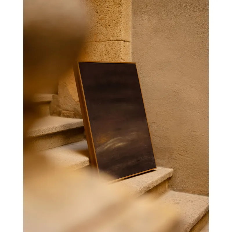 Cuadro marrón decorativo sobre algodón con bastidor de madera pintado artesanalmente con pintura al óleo de 80x60cm - Inicio