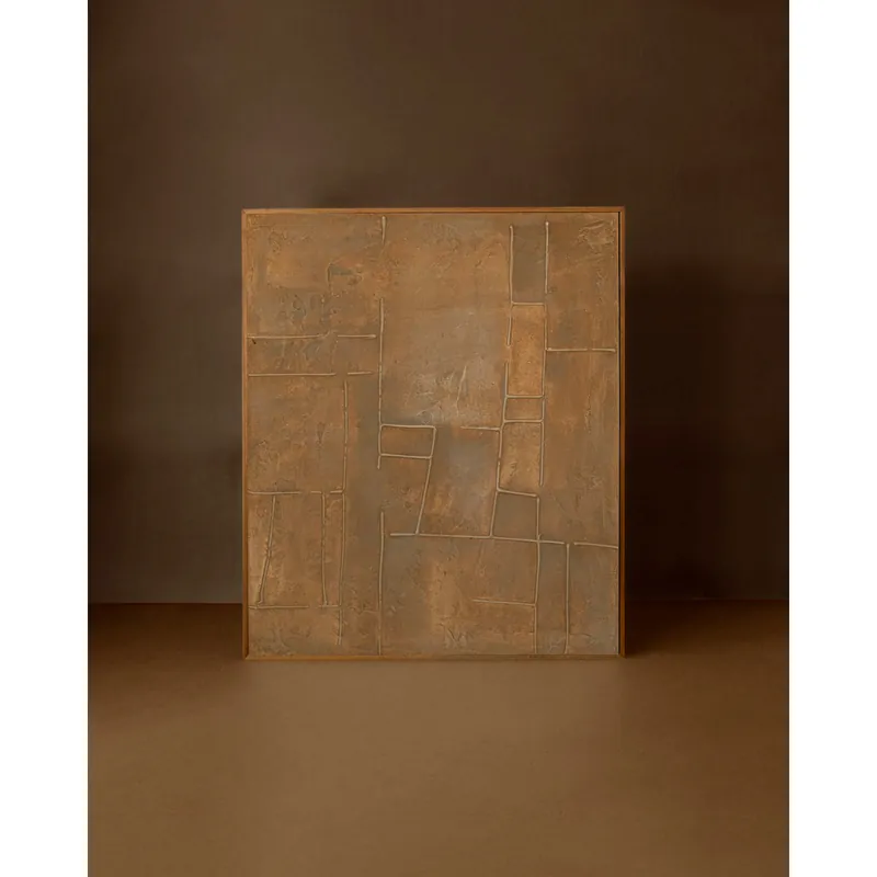 Cuadro marrón decorativo sobre algodón con bastidor de madera pintado artesanalmente con pintura al óleo de 80x60cm - Inicio