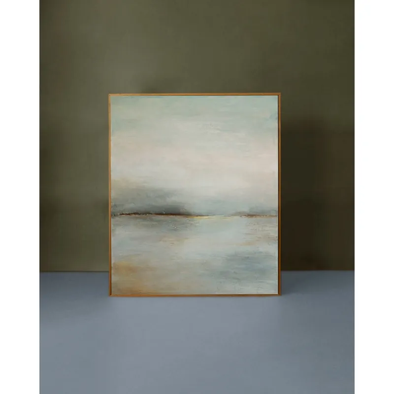 Cuadro blanco decorativo sobre algodón con bastidor de madera pintado artesanalmente con pintura al óleo de 80x60cm - Inicio