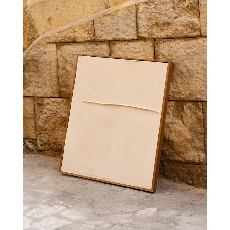 Cuadro blanco decorativo sobre algodón con bastidor de madera pintado artesanalmente con pintura al óleo de 80x60cm - Inicio