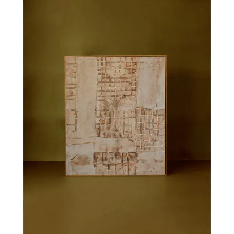 Cuadro blanco decorativo sobre algodón con bastidor de madera pintado artesanalmente con pintura al óleo de 80x60cm - Inicio