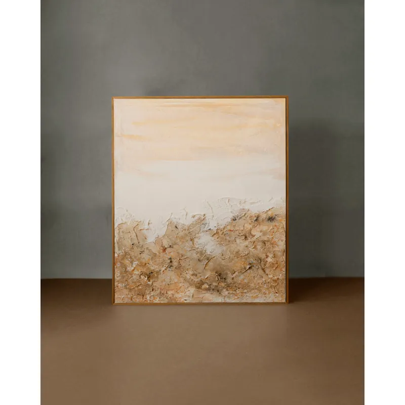 Cuadro blanco decorativo sobre algodón con bastidor de madera pintado artesanalmente con pintura al óleo de 80x60cm - Inicio