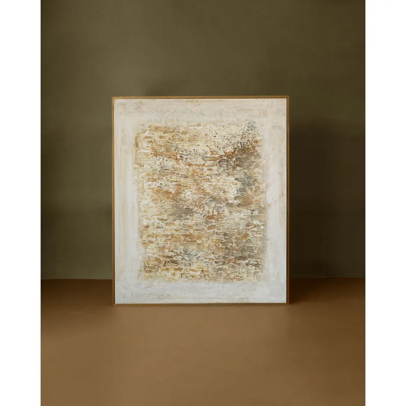 Cuadro blanco decorativo sobre algodón con bastidor de madera pintado artesanalmente con pintura al óleo de 80x60cm - Inicio