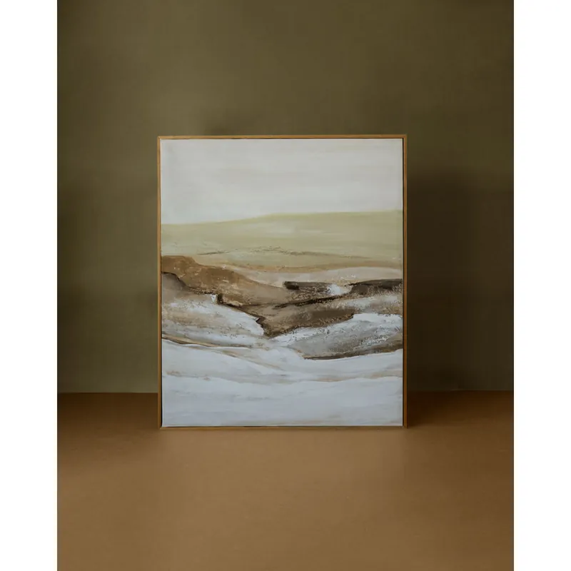 Cuadro blanco y marrón decorativo sobre algodón con bastidor de madera pintado artesanalmente con pintura al óleo de 80x60cm - Inicio