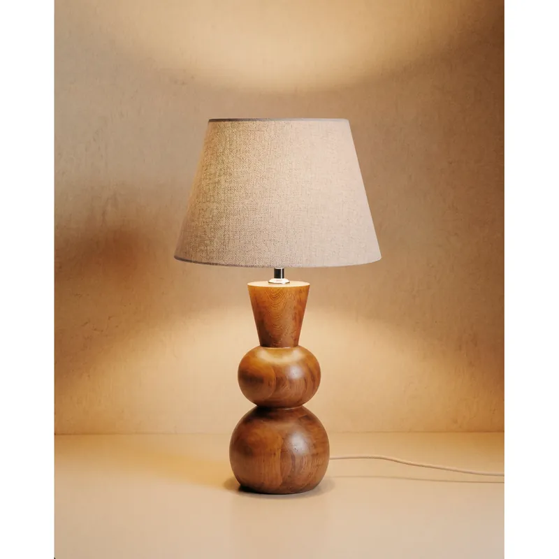 Lámpara de mesa de madera color marrón claro de 60cm - Inicio