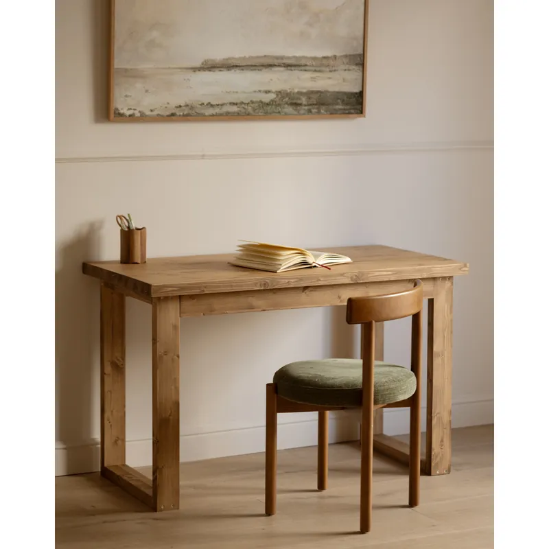 Mesa de escritorio en tono roble oscuro de 120cm - Inicio