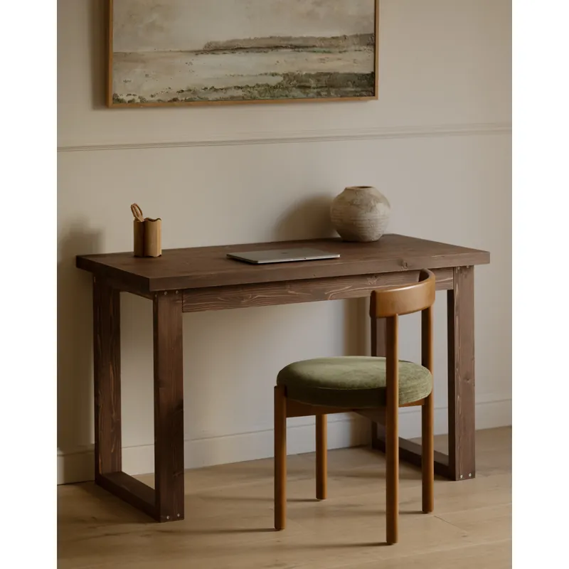 Mesa de escritorio en tono nogal de 120cm - Inicio
