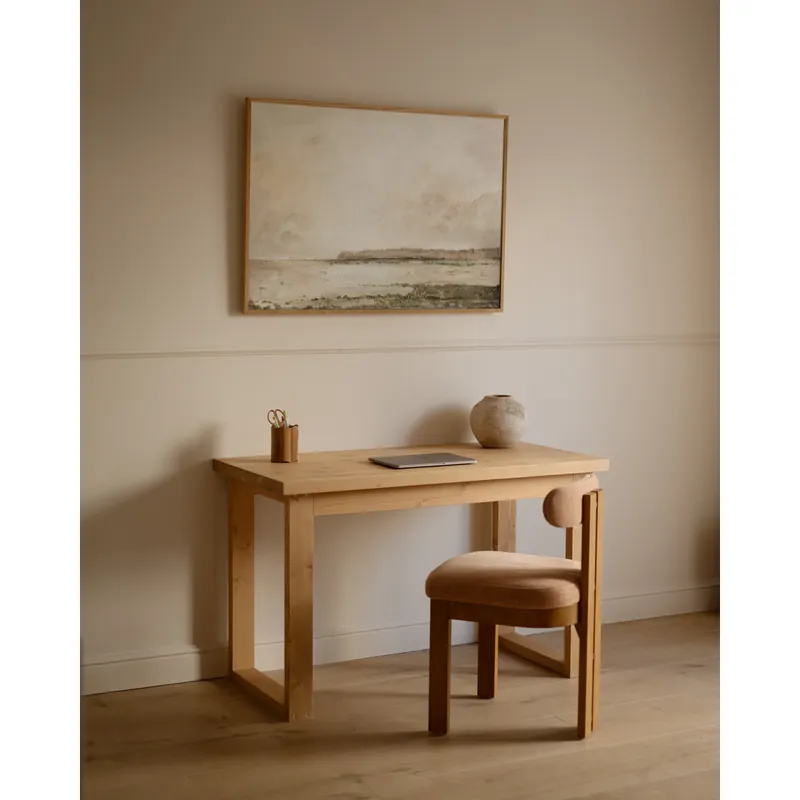 Mesa de escritorio en tono roble medio de 120cm - Inicio
