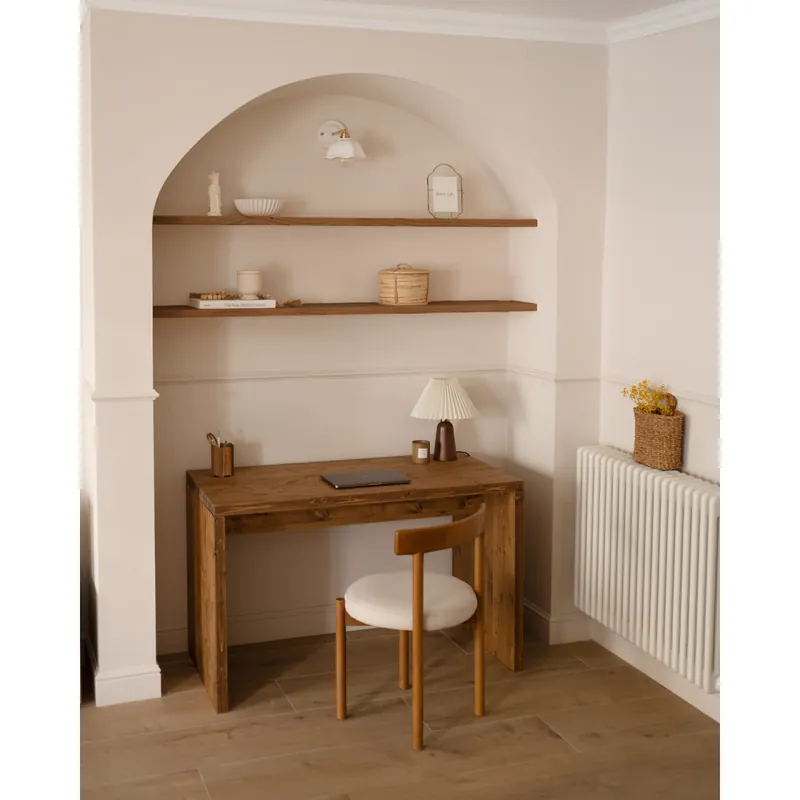Mesa de escritorio en tono roble oscuro de 120cm - Inicio