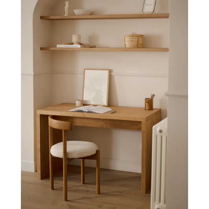 Mesa de escritorio en tono roble medio de 120cm - Inicio