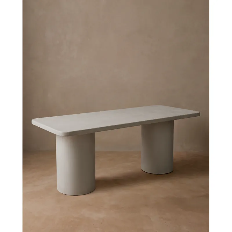 Mesa de comedor rectangular de microcemento en tono gris de 160cm - Inicio