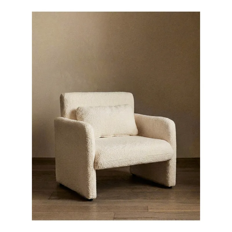 Butaca tapizada de borreguito en tono blanco de 75x79cm - Inicio