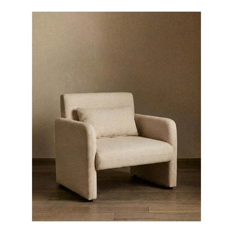 Butaca tapizada en tono beige de 75x79cm - Inicio