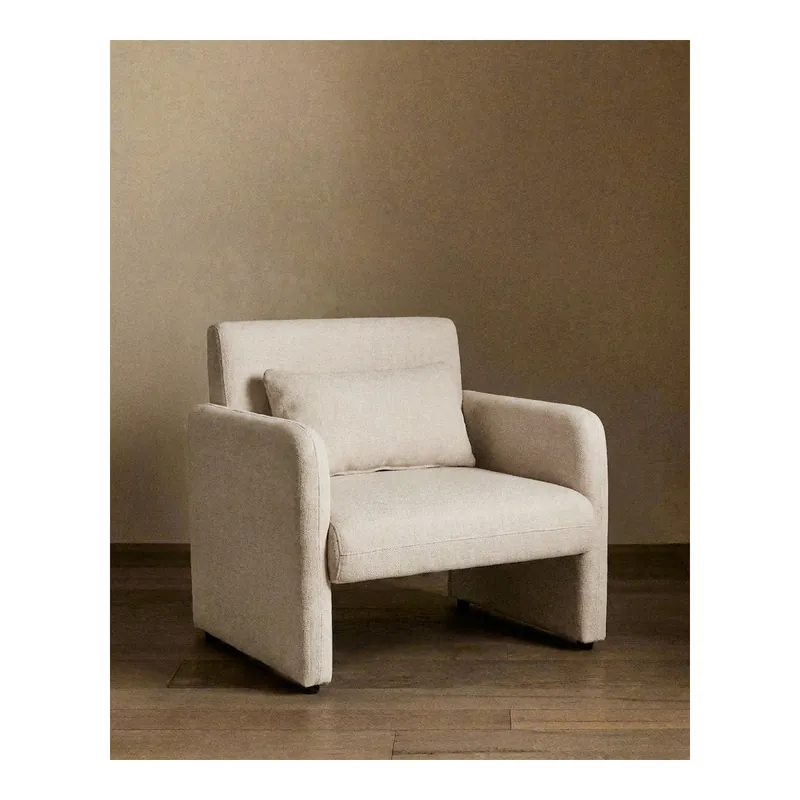 Butaca tapizada en tono blanco de 75x79cm - Inicio