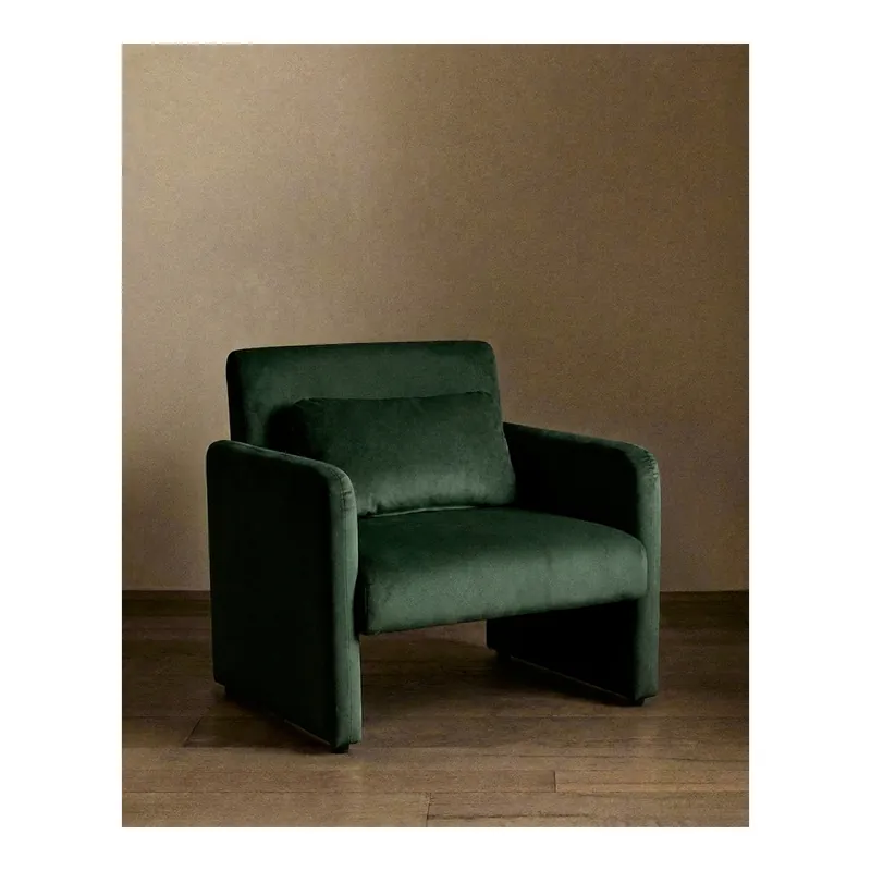 Butaca tapizada de terciopelo en tono verde de 75x79cm - Inicio